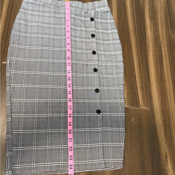 Sz S Bodycon High Rise Checkered Plaid Mini Skirt Elastic Waist Button Down Y2K - Picture 4 of 9